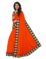 Chanderi Cotton Kalamkari  Bordered Orange Saree With Kalamkari Blouse