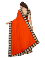 Chanderi Cotton Kalamkari  Bordered Orange Saree With Kalamkari Blouse