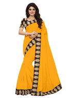 Chanderi Cotton Kalamkari  Bordered Yellow Saree With Kalamkari Blouse