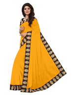 Chanderi Cotton Kalamkari  Bordered Yellow Saree With Kalamkari Blouse