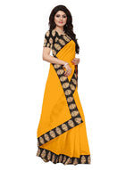 Chanderi Cotton Kalamkari  Bordered Yellow Saree With Kalamkari Blouse