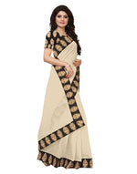 Chanderi Cotton Kalamkari  Bordered White Saree With Kalamkari Blouse