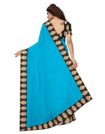 Chanderi Cotton Kalamkari  Bordered Sky Blue Saree With Kalamkari Blouse