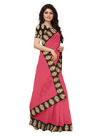 Chanderi Cotton Kalamkari  Bordered Peach Saree With Kalamkari Blouse