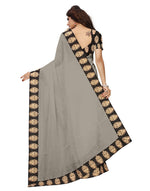 Chanderi Cotton Kalamkari  Bordered Grey Saree With Kalamkari Blouse