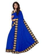 Chanderi Cotton Kalamkari  Bordered Blue Saree With Kalamkari Blouse