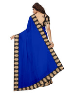 Chanderi Cotton Kalamkari  Bordered Blue Saree With Kalamkari Blouse