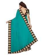 Chanderi Cotton Kalamkari  Bordered Rama Saree With Kalamkari Blouse