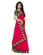 Chanderi Cotton Kalamkari  Bordered Pink Saree With Kalamkari Blouse