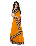 Chanderi Cotton Kalamkari  Bordered Yellow Saree With Kalamkari Blouse
