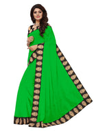 Chanderi Cotton Kalamkari  Bordered Green Saree With Kalamkari Blouse
