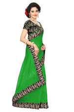 Chanderi Cotton Kalamkari  Bordered Green Saree With Kalamkari Blouse