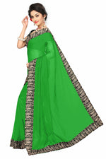 Chanderi Cotton Kalamkari  Bordered Green Saree With Kalamkari Blouse