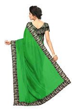 Chanderi Cotton Kalamkari  Bordered Green Saree With Kalamkari Blouse