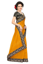 Chanderi Cotton Kalamkari  Bordered Yellow Saree With Kalamkari Blouse