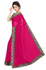 Chanderi Cotton Kalamkari  Bordered Pink Saree With Kalamkari Blouse