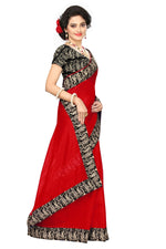 Chanderi Cotton Kalamkari  Bordered RED Saree With Kalamkari Blouse