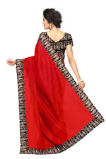 Chanderi Cotton Kalamkari  Bordered RED Saree With Kalamkari Blouse