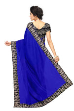 Chanderi Cotton Kalamkari  Bordered Blue Saree With Kalamkari Blouse