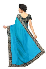 Chanderi Cotton Kalamkari  Bordered  Sky Blue Saree With Kalamkari Blouse