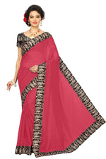 Chanderi Cotton Kalamkari  Bordered  Peach Saree With Kalamkari Blouse