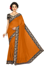 Chanderi Cotton Kalamkari  Bordered  Masturd  Saree With Kalamkari Blouse