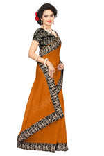 Chanderi Cotton Kalamkari  Bordered  Masturd  Saree With Kalamkari Blouse