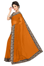 Chanderi Cotton Kalamkari  Bordered  Masturd  Saree With Kalamkari Blouse