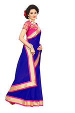Chanderi Cotton Kalamkari  Bordered Saree With Kalamkari Blouse