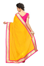 Chanderi Cotton Kalamkari  Bordered Yellow Saree With Kalamkari Blouse
