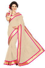 Chanderi Cotton Kalamkari  Bordered White Saree With Kalamkari Blouse
