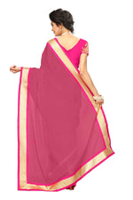 Chanderi Cotton Kalamkari  Bordered Pink Saree With Kalamkari Blouse