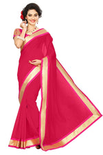 Chanderi Cotton Kalamkari  Bordered Pink Saree With Kalamkari Blouse