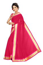 Chanderi Cotton Kalamkari  Bordered Pink Saree With Kalamkari Blouse