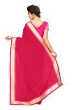 Chanderi Cotton Kalamkari  Bordered Pink Saree With Kalamkari Blouse