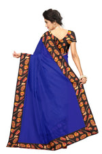 Chanderi Cotton Kalamkari  Bordered Blue Saree With Kalamkari Blouse