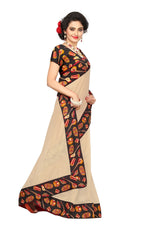 Chanderi Cotton Kalamkari  Bordered Cream Saree With Kalamkari Blouse