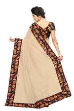 Chanderi Cotton Kalamkari  Bordered Cream Saree With Kalamkari Blouse