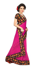 Chanderi Cotton Kalamkari  Bordered Pink Saree With Kalamkari Blouse