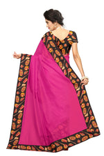 Chanderi Cotton Kalamkari  Bordered Pink Saree With Kalamkari Blouse