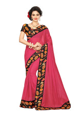 Chanderi Cotton Kalamkari  Bordered Peach  Saree With Kalamkari Blouse