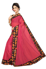 Chanderi Cotton Kalamkari  Bordered Peach  Saree With Kalamkari Blouse
