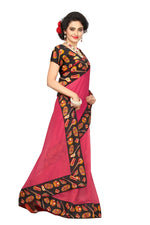 Chanderi Cotton Kalamkari  Bordered Peach  Saree With Kalamkari Blouse