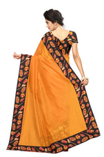 Chanderi Cotton Kalamkari  Bordered Masturd Saree With Kalamkari Blouse