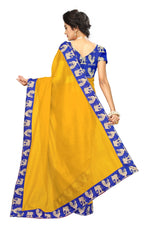 Chanderi Cotton Kalamkari  Bordered Yellow Saree With Kalamkari Blouse