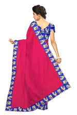 Chanderi Cotton Kalamkari  Bordered Pink Saree With Kalamkari Blouse