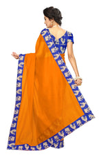 Chanderi Cotton Kalamkari  Bordered Masturd Saree With Kalamkari Blouse