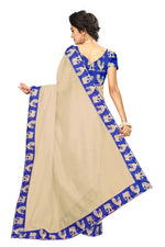 Chanderi Cotton Kalamkari  Bordered Cream Saree With Kalamkari Blouse