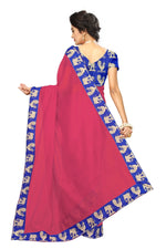 Chanderi Cotton Kalamkari  Bordered Pink  Saree With Kalamkari Blouse