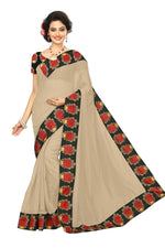 Chanderi Cotton Kalamkari  Bordered Cream Saree With Kalamkari Blouse